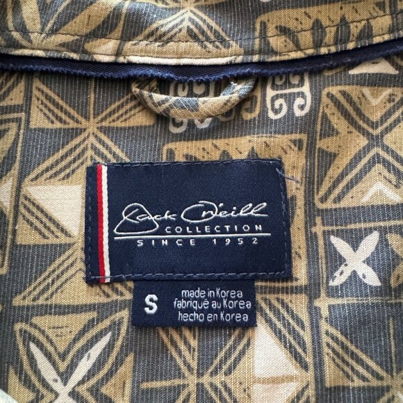 Jack O'Neill Hawaiian Camp Shirt Short Sleeve Button Front Size Small Surf Tapa - Picture 5 of 7